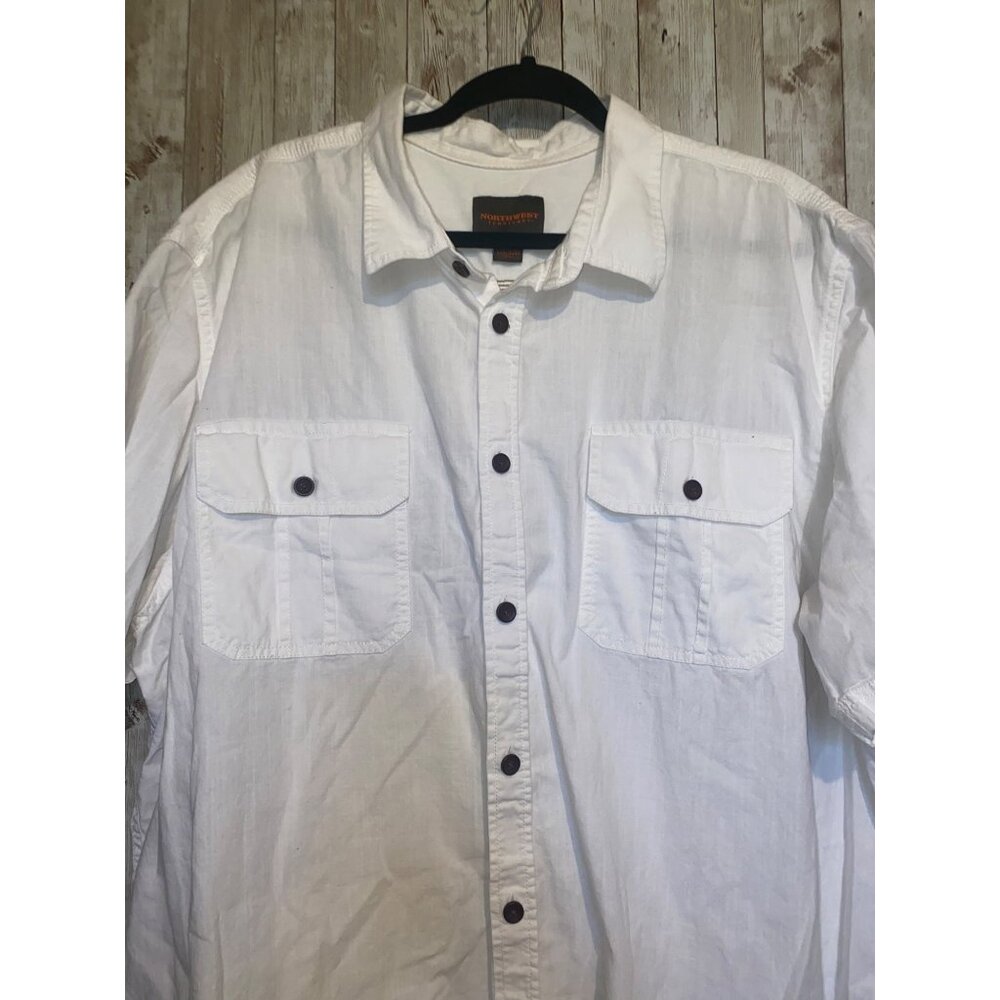 Men's Northwest Territory White Short Sleeve Casual Button Shirt Size XXXL 3X - Picture 2 of 7